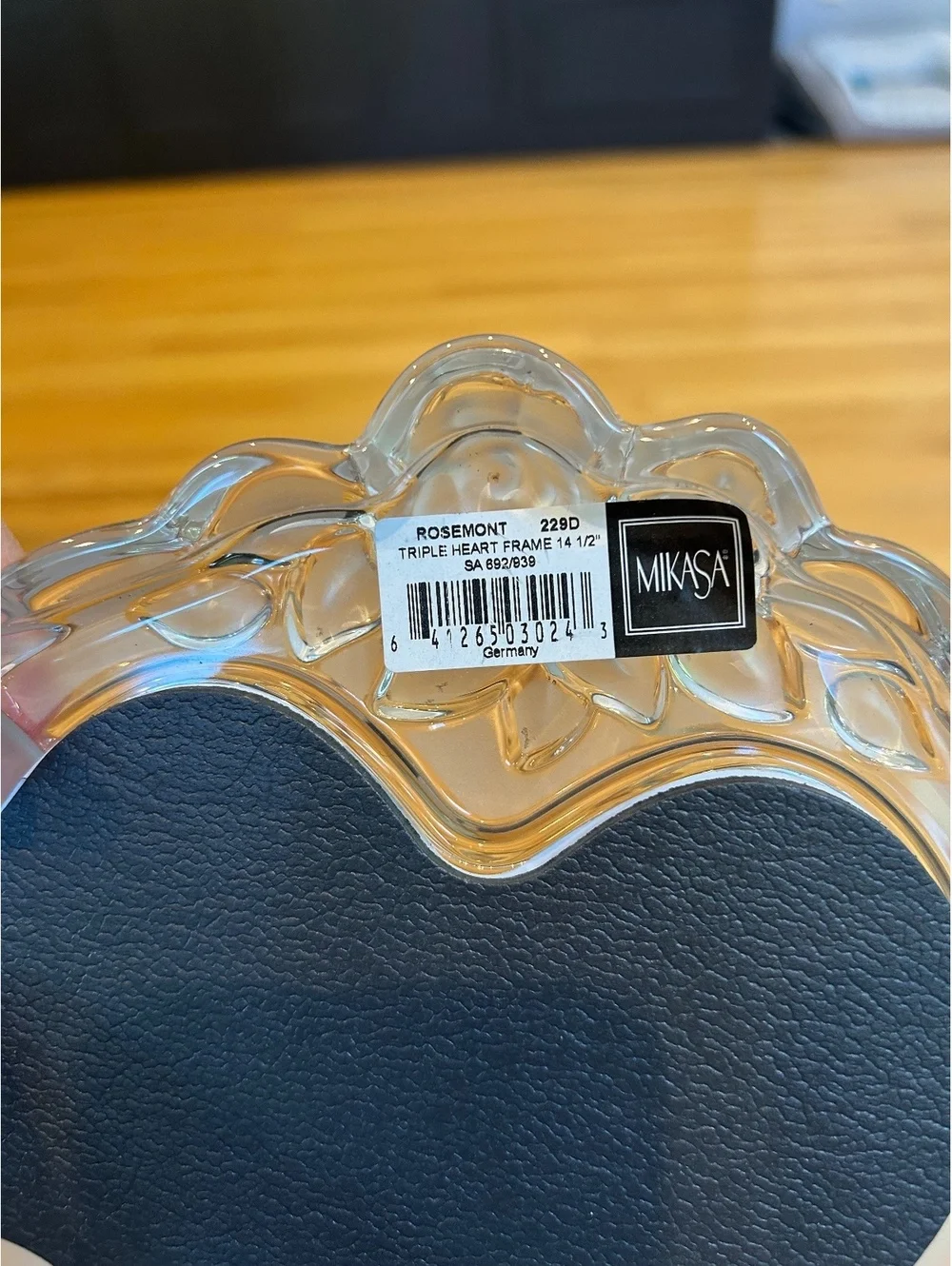 Mikasa Rosemont Triple Heart Glass Photo Frame with Rose Embellishments
